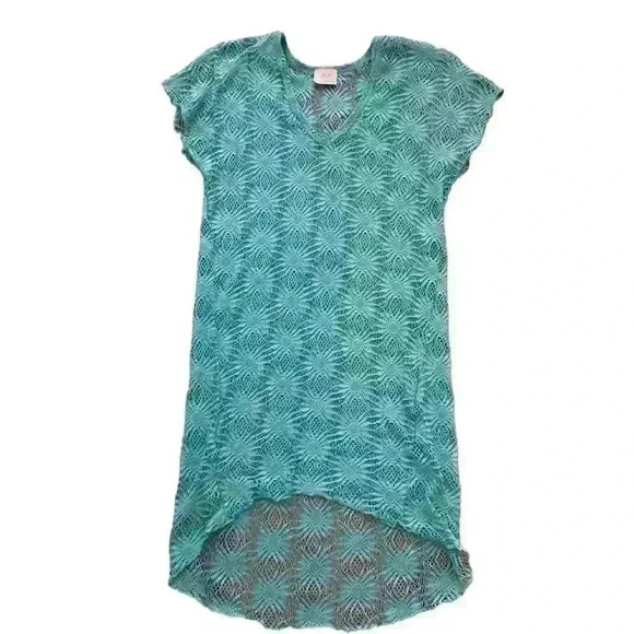 Elif for Jordan Taylor Swimsuit Cover Up Teal Floral Crochet Beach Festival Swim - Picture 5 of 9